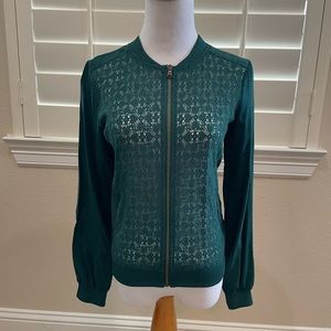 Merona Forest Green Lace Bomber Jacket